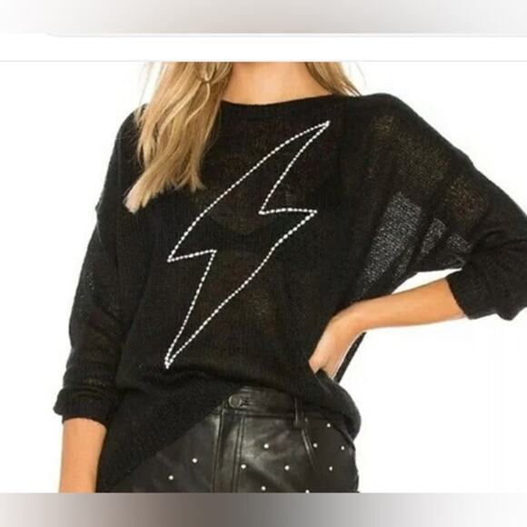 Sundry Lightning Bolt⚡️Embroidered Sweater Wool Mohair Size 1/ Small. - Picture 2 of 11